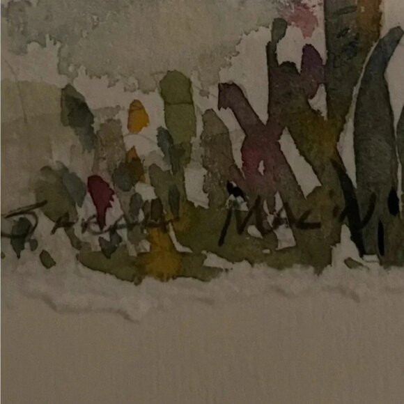 Watercolor beach scene by Sarah Malin framed painting signed - Picture 4 of 4